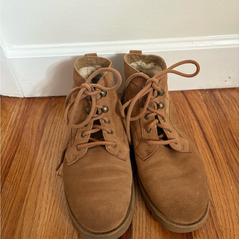 UGG Women's Tan Lace-Up Slippers